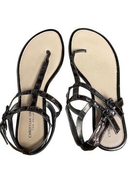 Christian Siriano Payless Rock Stud Metallic Thong Double Strap Sandals Sz 7.5